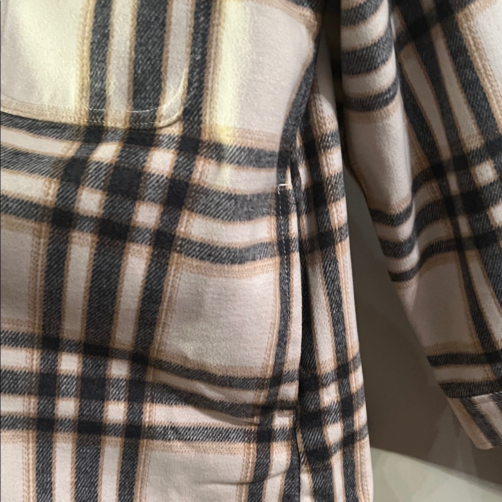Old Navy Cream and Gray Plaid Pea Coat - Picture 4 of 6